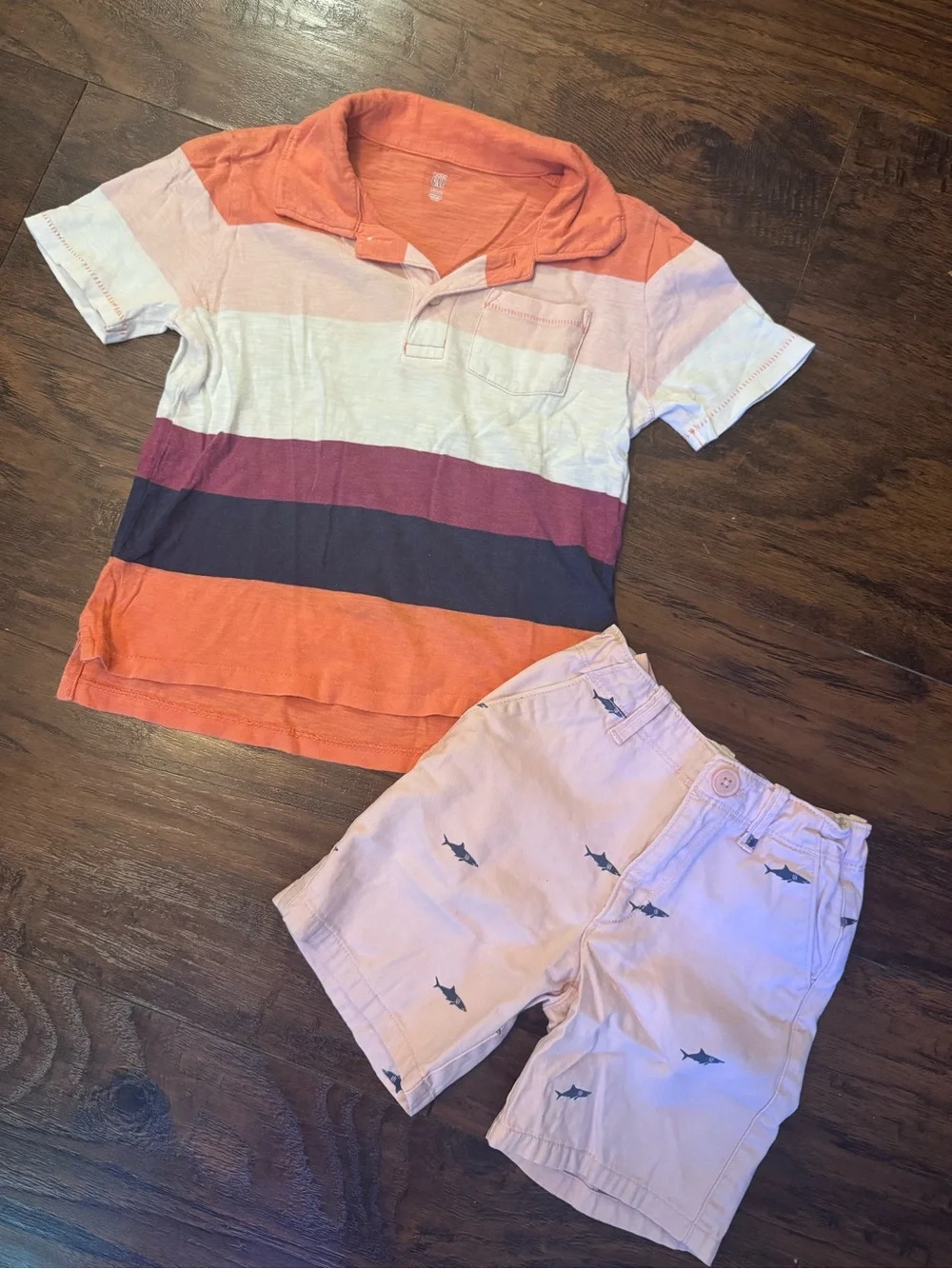 GAP Boys Striped Polo and Shark Shorts